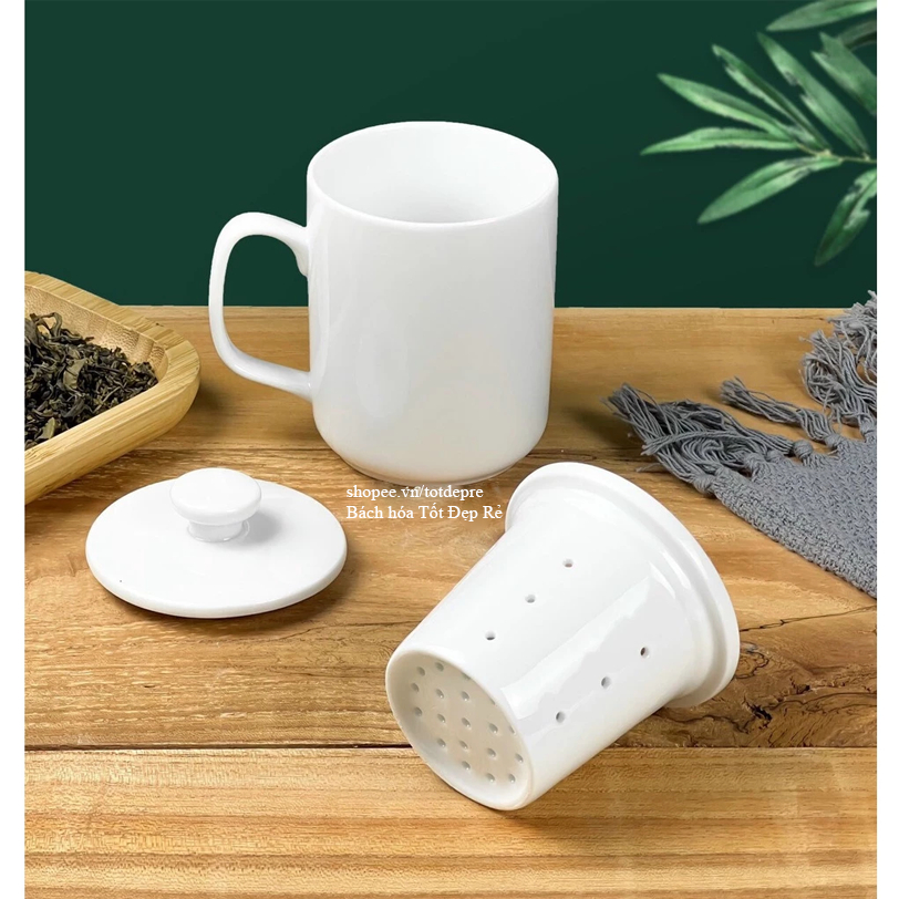Set ly cốc lọc trà sang trọng tiện dụng gốm sứ Bát Tràng Cao cấp