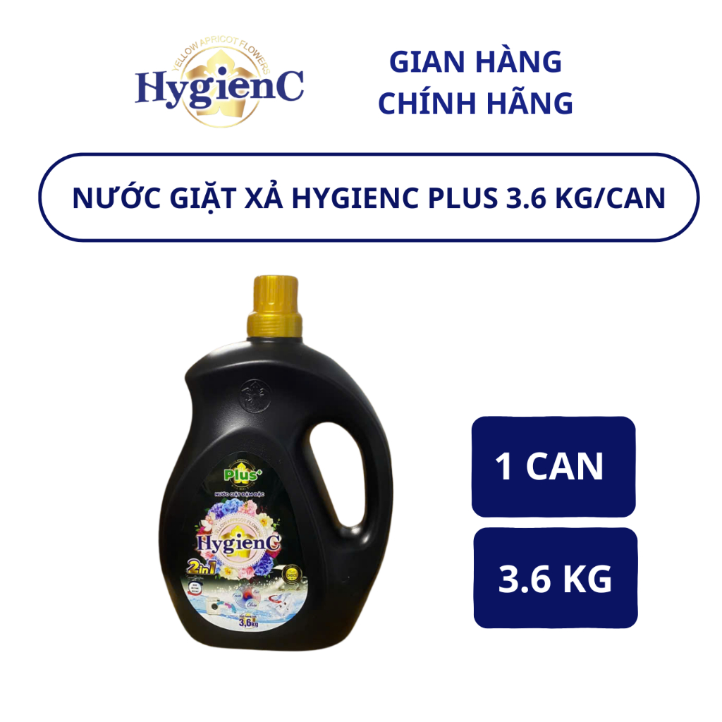 Ảnh Nước Giặt Xả HygienC Plus Can 3,6Kg/Can Hương Nước Hoa Đánh Bay Mọi Vết Bẩn 2