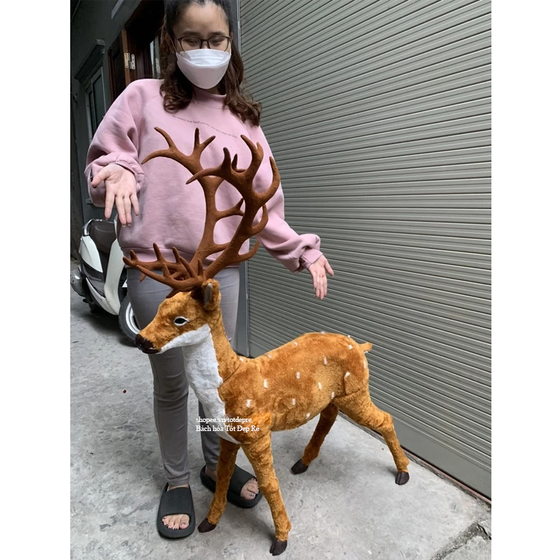 Hươu nhung Tuần lộc cỡ lớn trang trí Giáng sinh để cạnh cây thông Noel