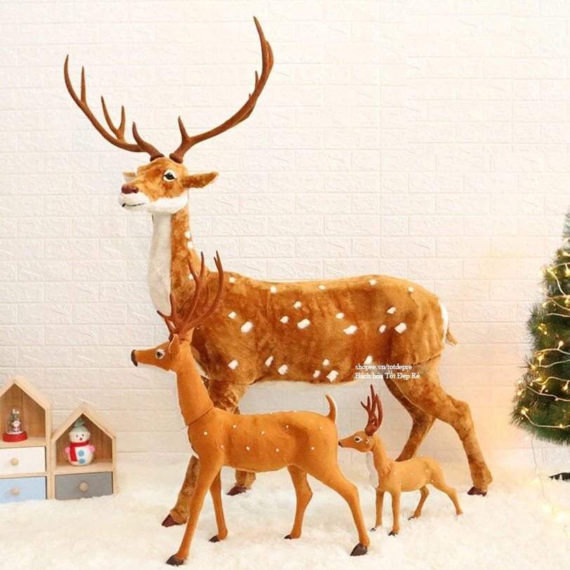 Hươu nhung Tuần lộc cỡ lớn trang trí Giáng sinh để cạnh cây thông Noel