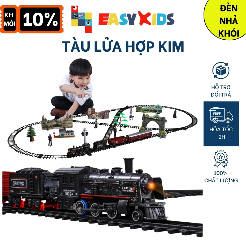 Xe lửa đồ chơi, tàu hỏa cho bé có nhiều phiên bản nhả khói hơi nước, đèn và âm thanh