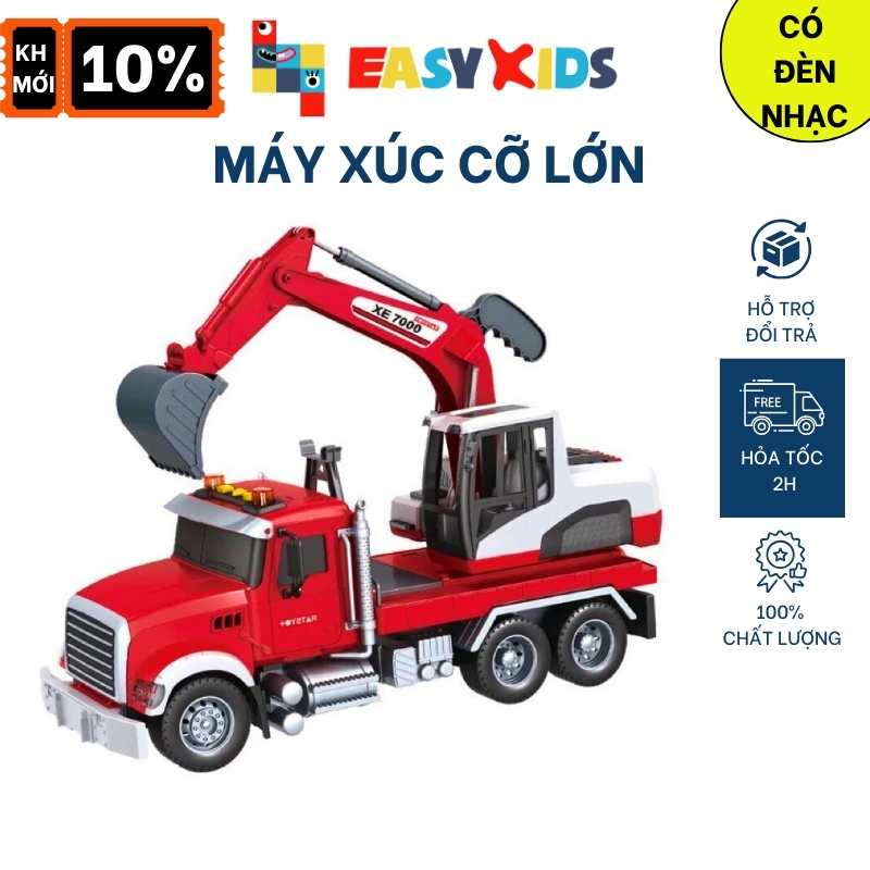 Máy Xúc Đồ Chơi Cỡ Lớn Toystar Như Thật, Xe Công Trình Ô Tô Máy Xúc Cho Bé Có Đèn Nhạc