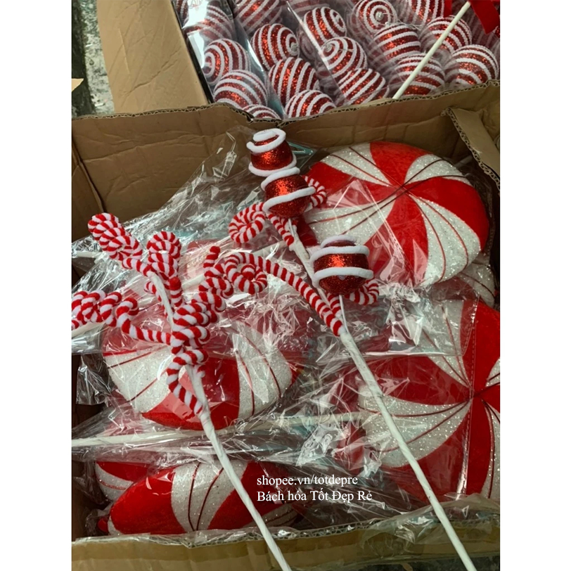 Nhiều mẫu  Chùm cành Kẹo gậy xoắn trang trí Giáng sinh treo lên cây thông Noel