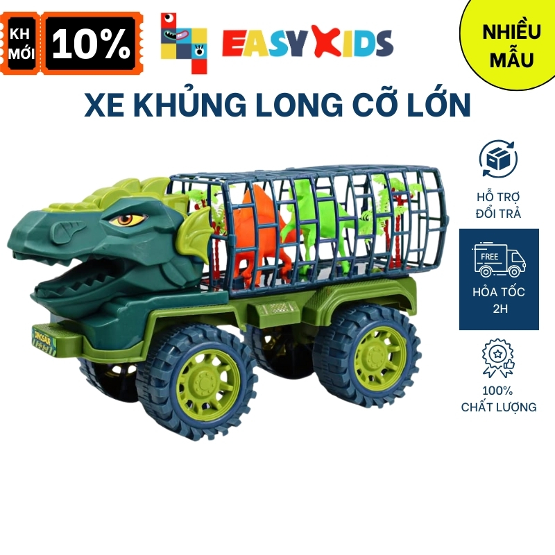 Xe khủng long đồ chơi, xe ô tô khủng long chở thú cỡ lớn cho bé