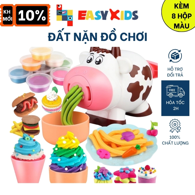 Đồ Chơi Đất Nặn Bò Sữa Ngộ Nghĩnh 8 Hộp Màu Độc Đáo An Toàn Giúp Bé Phát Triển Sự Sáng Tạo