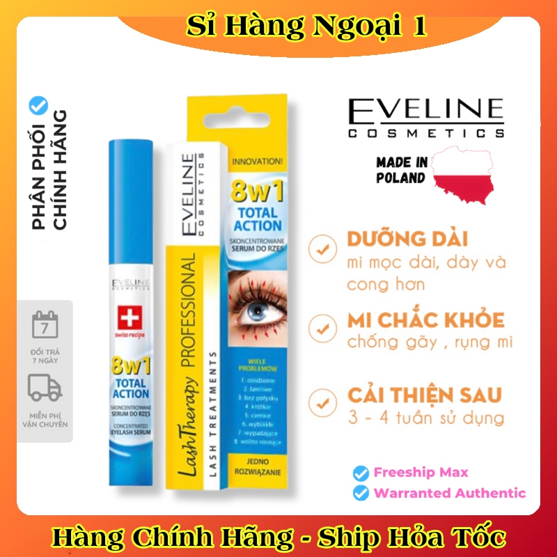 Huyết thanh Dưỡng mi Eveline 8 in 1 Total Action Lash Therapy professional của Nga