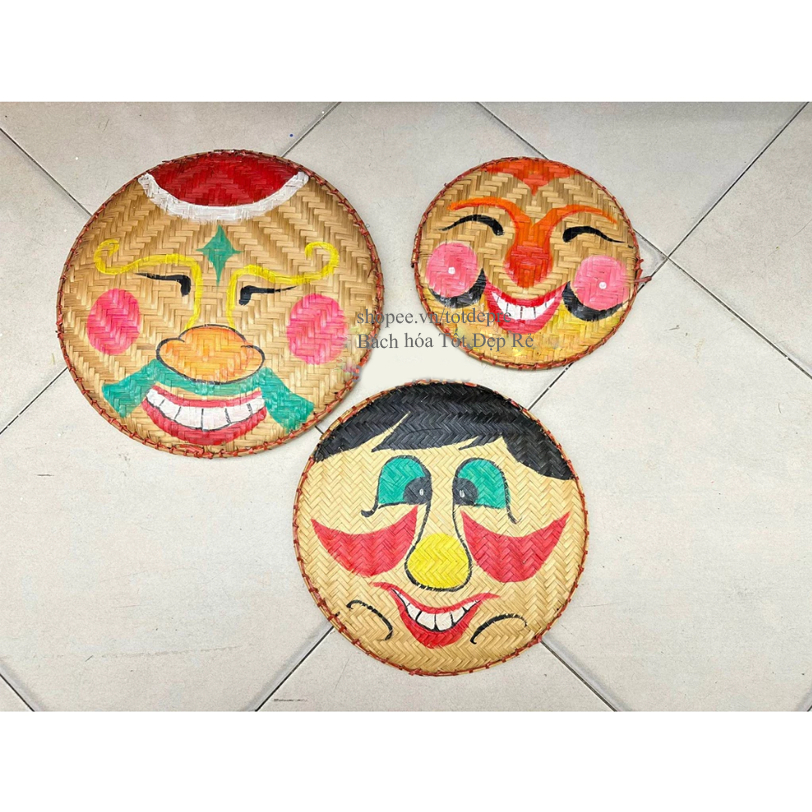 Mẹt vẽ mặt hề - Mẹt vẽ trang trí họa tiết dân gian hoặc phong cảnh đẹp decor trung thu , nhà hàng , cửa tiệm