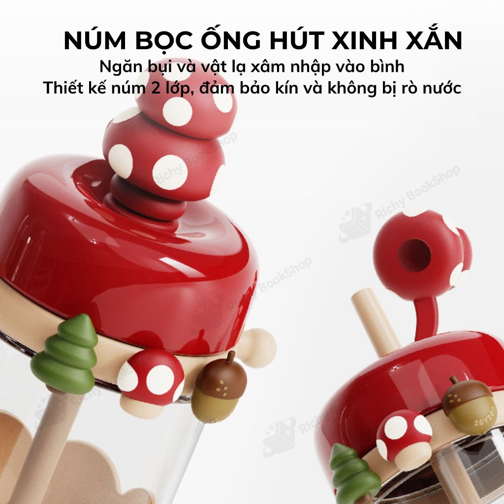 Bình nước cho bé bằng Tritan cao cấp Zoyzoii Nature Paradise Cup mã E6