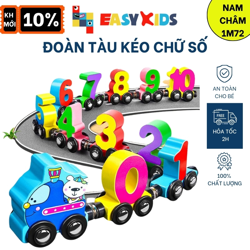 Đoàn Tàu Nam Châm Chữ Số, Bảng Chữ Cái Đồ Chơi Giáo Dục Bằng Gỗ