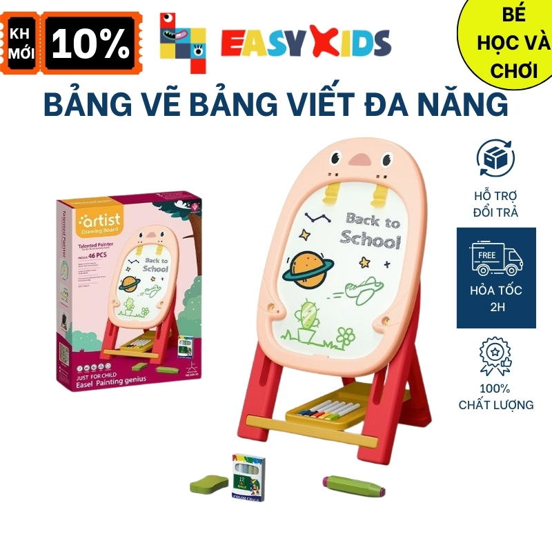 Bảng Vẽ Bảng Viết Trẻ Em Từ Tính Đa Năng Hai Mặt Có Giá Đỡ Kèm Nhiều Phụ Kiện Phấn, Bút Màu