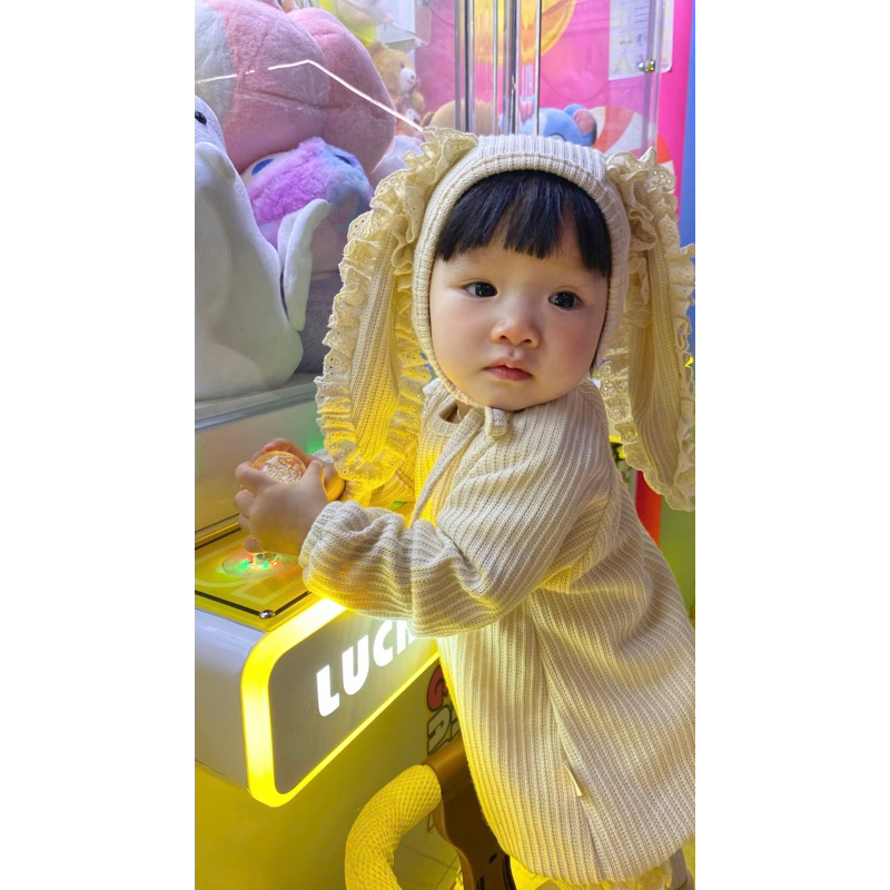 (HÀNG CÓ SẴN) Bodysuit Thỏ kèm mũ tặng kèm tất Be Viền cover Hàn Quốc cho bé gái từ 4-14kg, body, vải mềm mại cao cấp