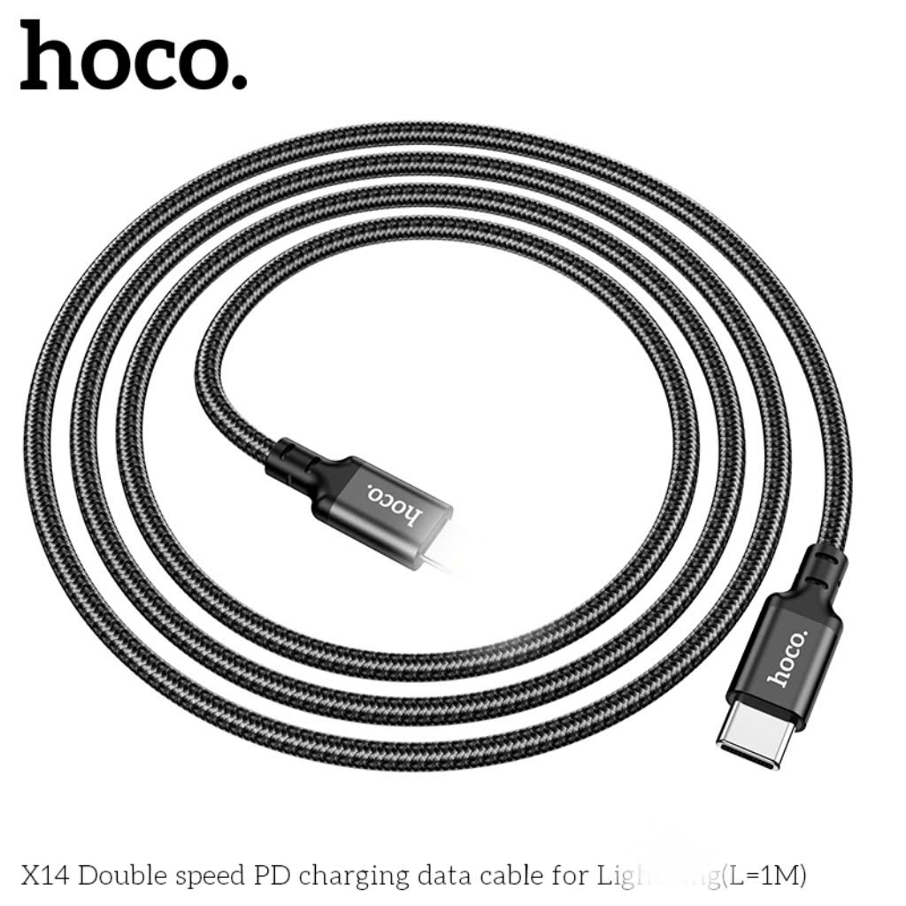 Cáp Sạc Nhanh Hoco X14 PD 20W, Type-C to LN, Sạc Nhanh 3A Dây,Bọc Dù Chống Đứt, Gãy Gập,Dài 1m - Hàng Chính Hãng | BigBuy360 - bigbuy360.vn