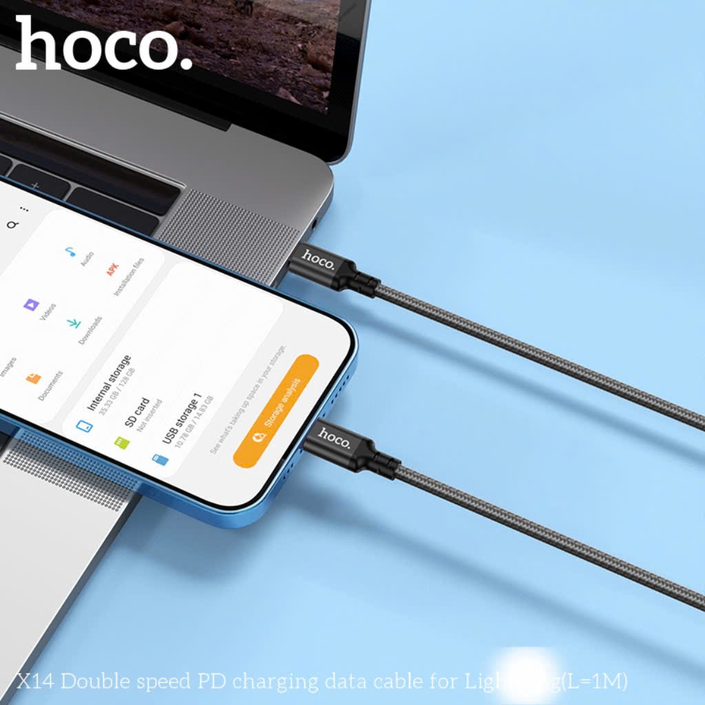 Cáp Sạc Nhanh Hoco X14 PD 20W, Type-C to LN, Sạc Nhanh 3A Dây,Bọc Dù Chống Đứt, Gãy Gập,Dài 1m - Hàng Chính Hãng | BigBuy360 - bigbuy360.vn