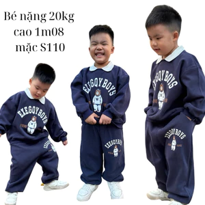Set đồ thu đông trẻ em Bộ nỉ dài tay bé trai 20-55kg hoạ tiết gấu boy bộ quần áo trẻ em chất đẹp