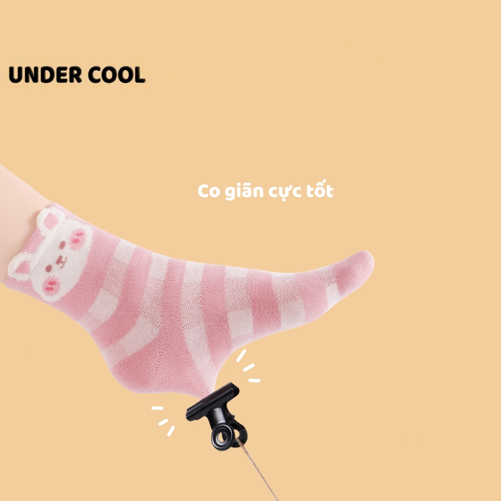 Set 5 Đôi Tất Vớ UNDERCOOL Cotton họa tiết Quả Cherry Thỏ Ô Vuông sợi bông mềm mại cho bé gái TC84