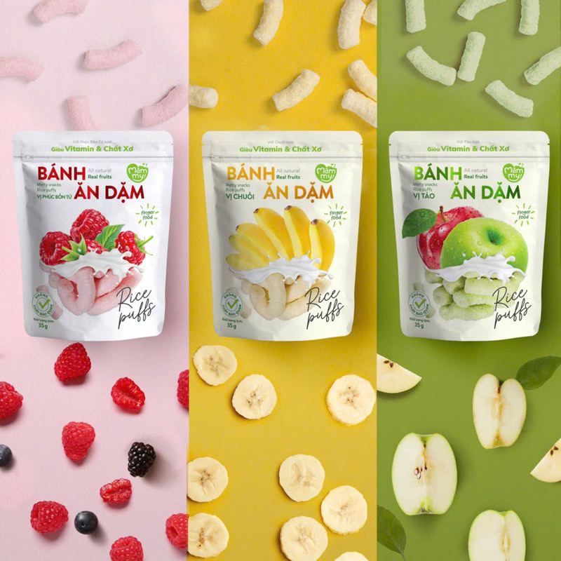 Bánh ăn dặm Mămmy cho bé từ 6 tháng vị trái cây rau củ, bánh ăn dặm hữu cơ, bổ sung vitamin