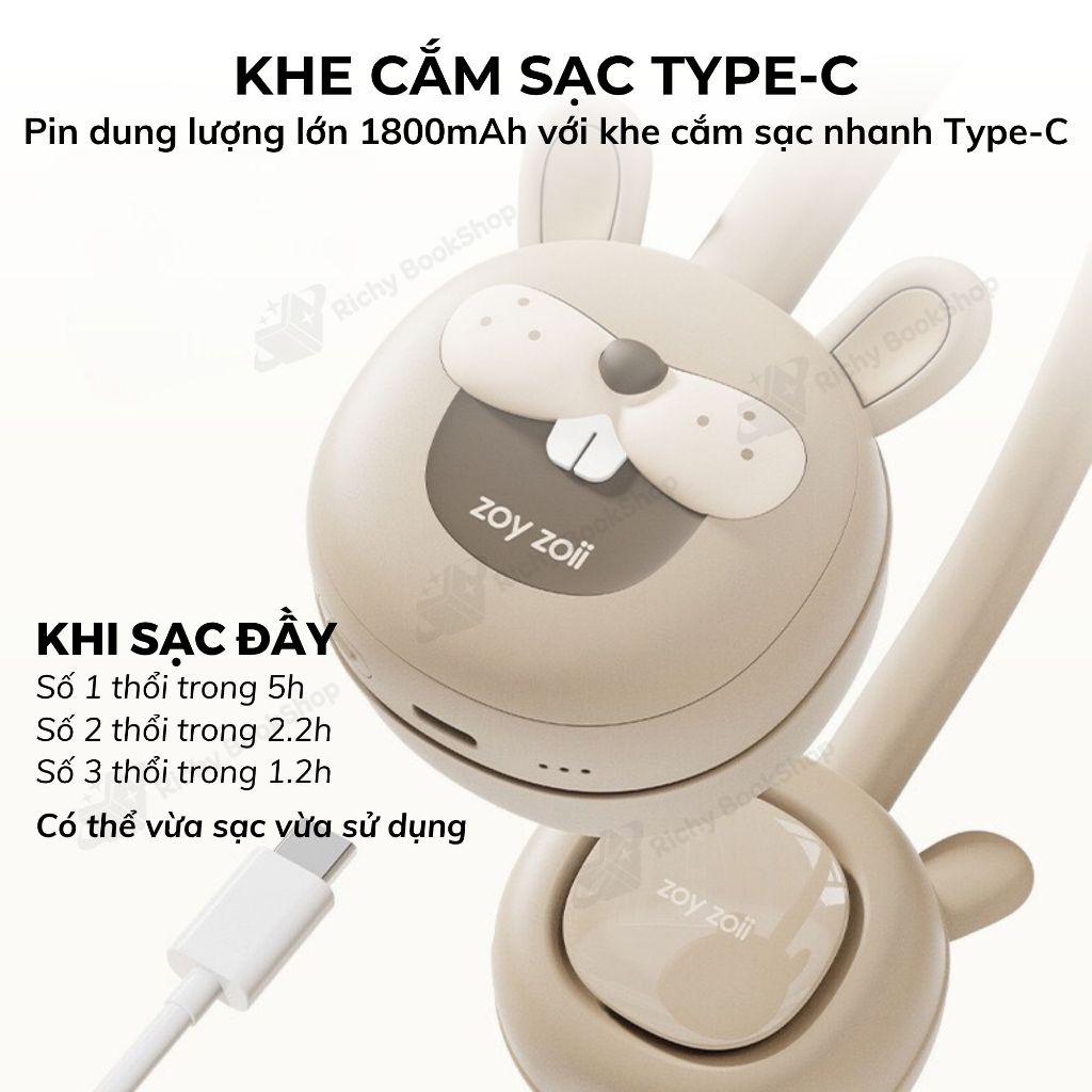 Quạt điện đeo cổ mini cho bé Zoyzoii Series Portable Neck Fan - mã F18