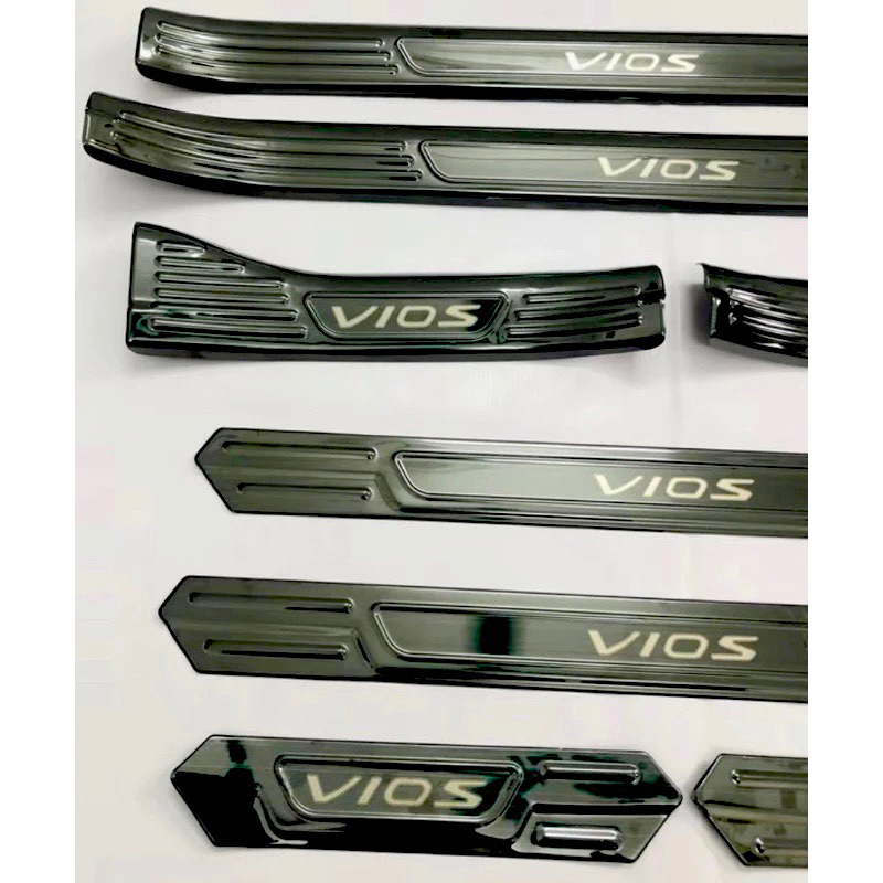 Ốp bậc cửa, nẹp bước chân xe #Toyota Vios 2019-2026 Vân titan hàng cao cấp không gỉ