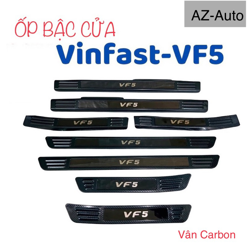 Ốp bậc cửa, Nẹp Bước Chân xe Vinfast VF5 Vân Carbon hàng đẹp