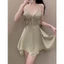 HT69 Váy ngủ sexy phối ren cánh bướm kèm ĐỆM LÓT, đồ ngủ lụa dáng xoè tôn dáng HT69