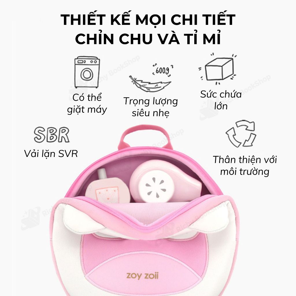 Balo, cặp hình thú cho bé mầm non chính hãng cao cấp kèm dây chống lạc - Zoyzoii Animal Series Safety Backpack mã B32