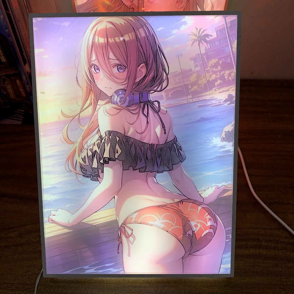 Tranh đèn led 3D đổi màu Nhà có 5 nàng dâu - Tranh đèn led 3D ANIME trang trí bàn làm việc, đèn ngủ
