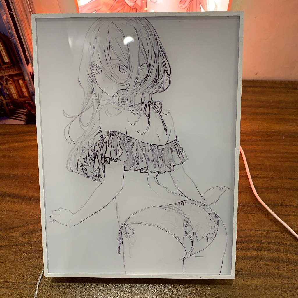 Tranh đèn led 3D đổi màu Nhà có 5 nàng dâu - Tranh đèn led 3D ANIME trang trí bàn làm việc, đèn ngủ