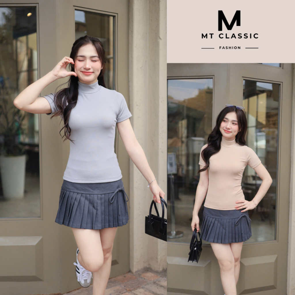 Áo thun cổ lọ ngắn tay, áo cổ cao có tay chất thun tăm nhí co giãn 4 chiều mềm mịn, thoáng mát - MT Classic