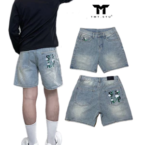 SHORT JEANS EMBROIDERY “S-T-A-P FLOWER” - UNISEX NAM NỮ, FORM TRÊN GỐI. TMTD39