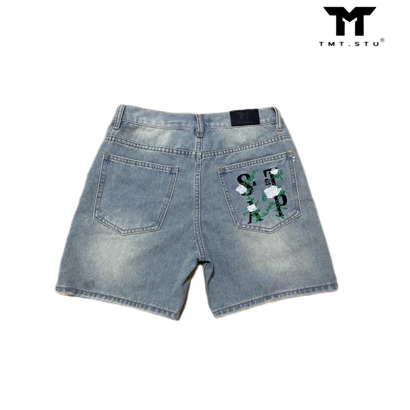 SHORT JEANS EMBROIDERY “S-T-A-P FLOWER” - UNISEX NAM NỮ, FORM TRÊN GỐI. TMTD39