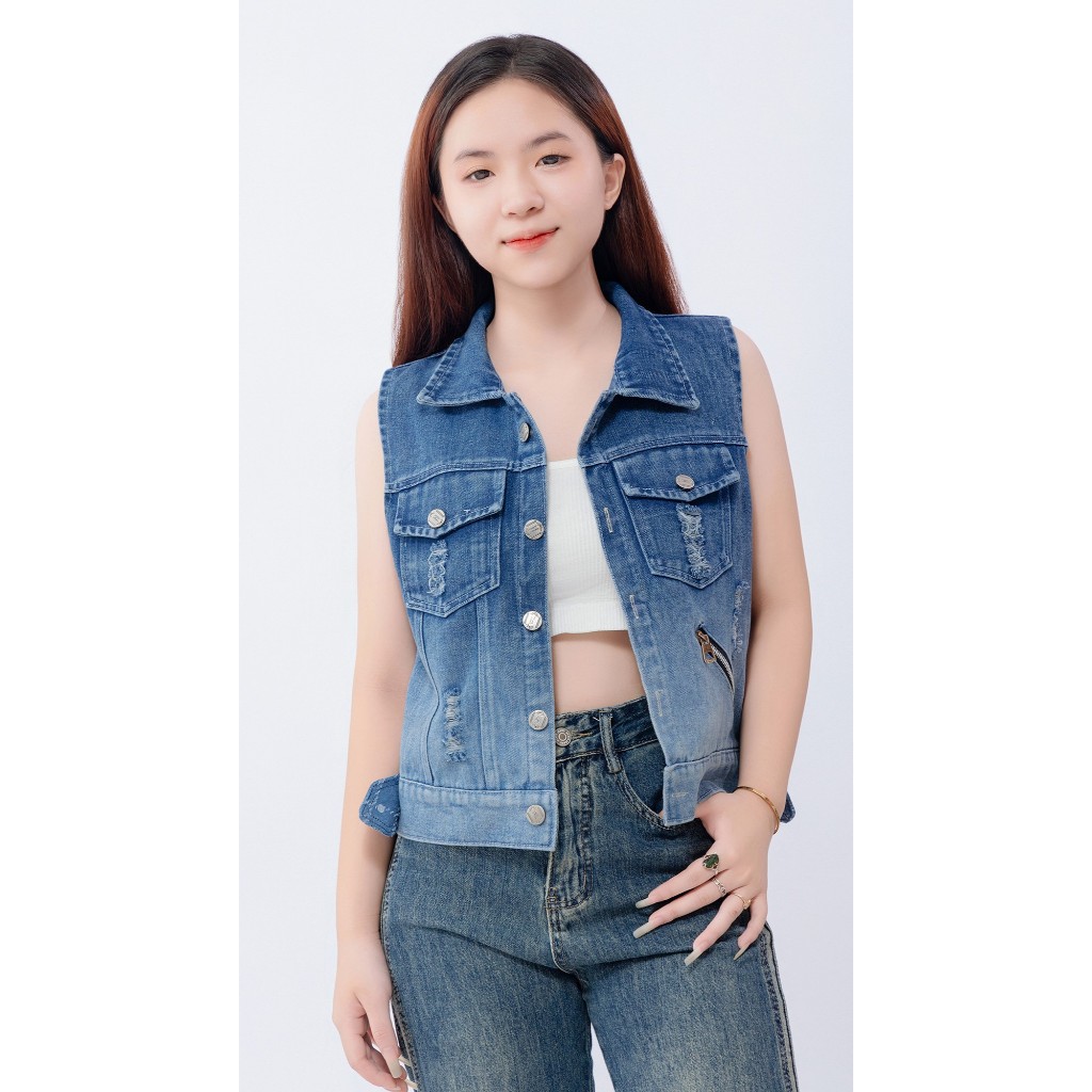Mẫu Áo GILE XANH Mới Hottrend Dáng Croptop Mix Màu Lạ Mắt Women - MÀU XANH BT-011
