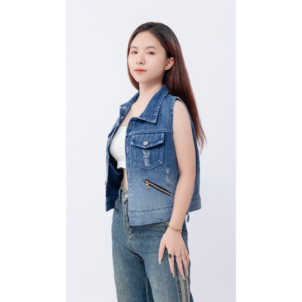 Mẫu Áo GILE XANH Mới Hottrend Dáng Croptop Mix Màu Lạ Mắt Women - MÀU XANH BT-011