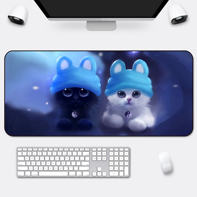 Product image 100 Mẫu Tấm Lót Chuột Cỡ Lớn 30 x 80cm Để Bàn Di Chuột Đế Cao Su Chống Trượt L38 - 11 Mèo Mủ Xanh
