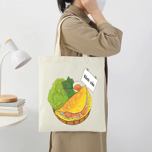 Túi tote Việt Nam-Túi vải canvas bộ sưu tập ẩm thực Việt Nam ngộ nghĩnh kích thước 35x40 TOTa08