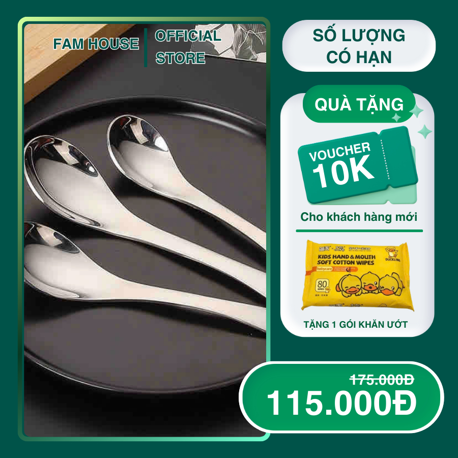 Bộ 5 muỗng inox 304 cao cấp, muỗng inox 304 cao cấp, thìa inox 304 dáng ...