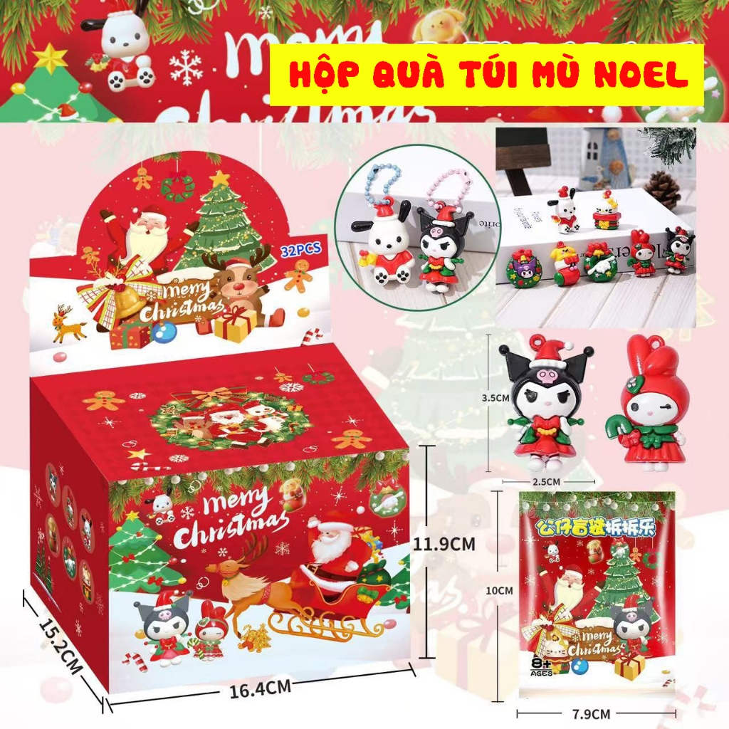 Fullbox Hộp Quà 32 Túi Mù Móc Khoá Chủ Đề Giáng Sinh Cho Bé - Hộp Quà Noel Unbox Túi Mù Noel Móc Khoá Dễ Thương