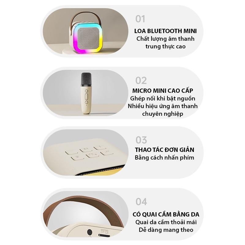 Loa bluetooth K12 Không Dây mini Kèm 2 Micro Thiết Kế Nhỏ Gọn Tiện Dụng