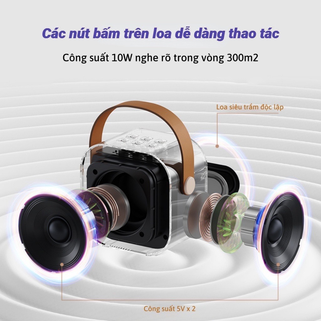 Loa bluetooth K12 Không Dây mini Kèm 2 Micro Thiết Kế Nhỏ Gọn Tiện Dụng