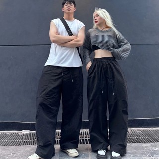 Quần Parachute Harem Ống Rộng Nam nữ Avo Avocado Dáng Thụng Chất Vải Kaki Gió Nhăn Cao Cấp Hot Trend
