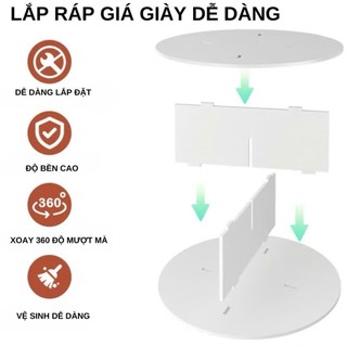 Kệ trưng bày xoay tròn 360 độ, để đồ trang trí nhà cửa tiện ích Kích thước đa dạng DQ HOME
