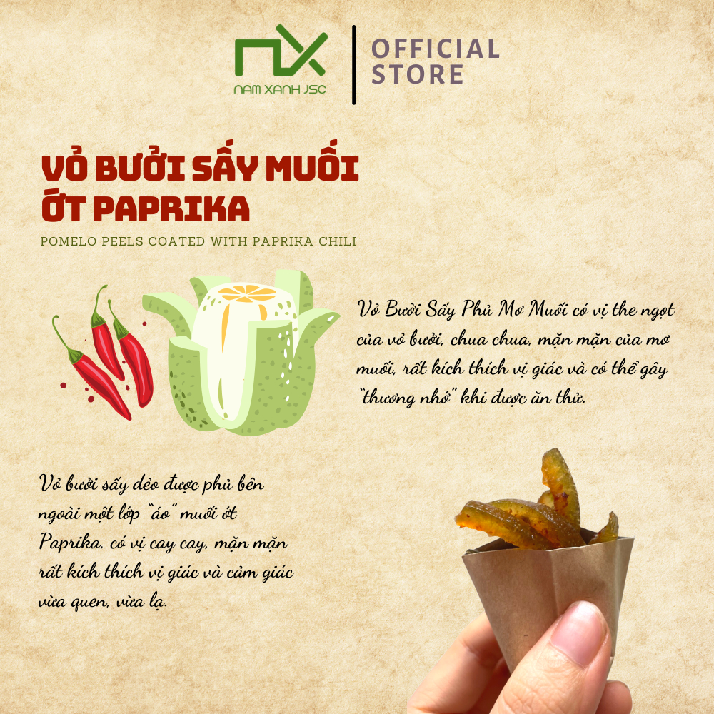 Ảnh Nam Xanh Mứt Vỏ Bưởi Sấy Muối Ớt Paprika Túi 40gr 1