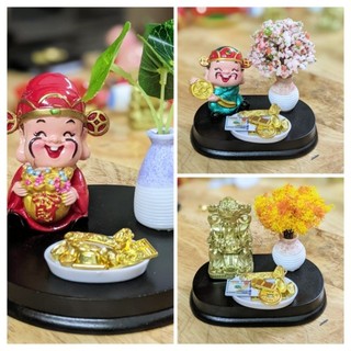 Bộ Thần Tài May Mắn Vàng Tiền Hoa đất Sét
