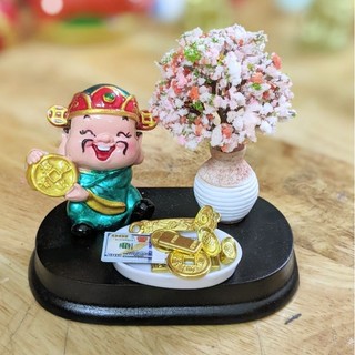 Bộ Thần Tài May Mắn Vàng Tiền Hoa đất Sét