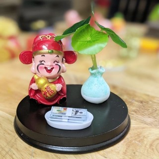 Bộ Thần Tài May Mắn Vàng Tiền Hoa đất Sét
