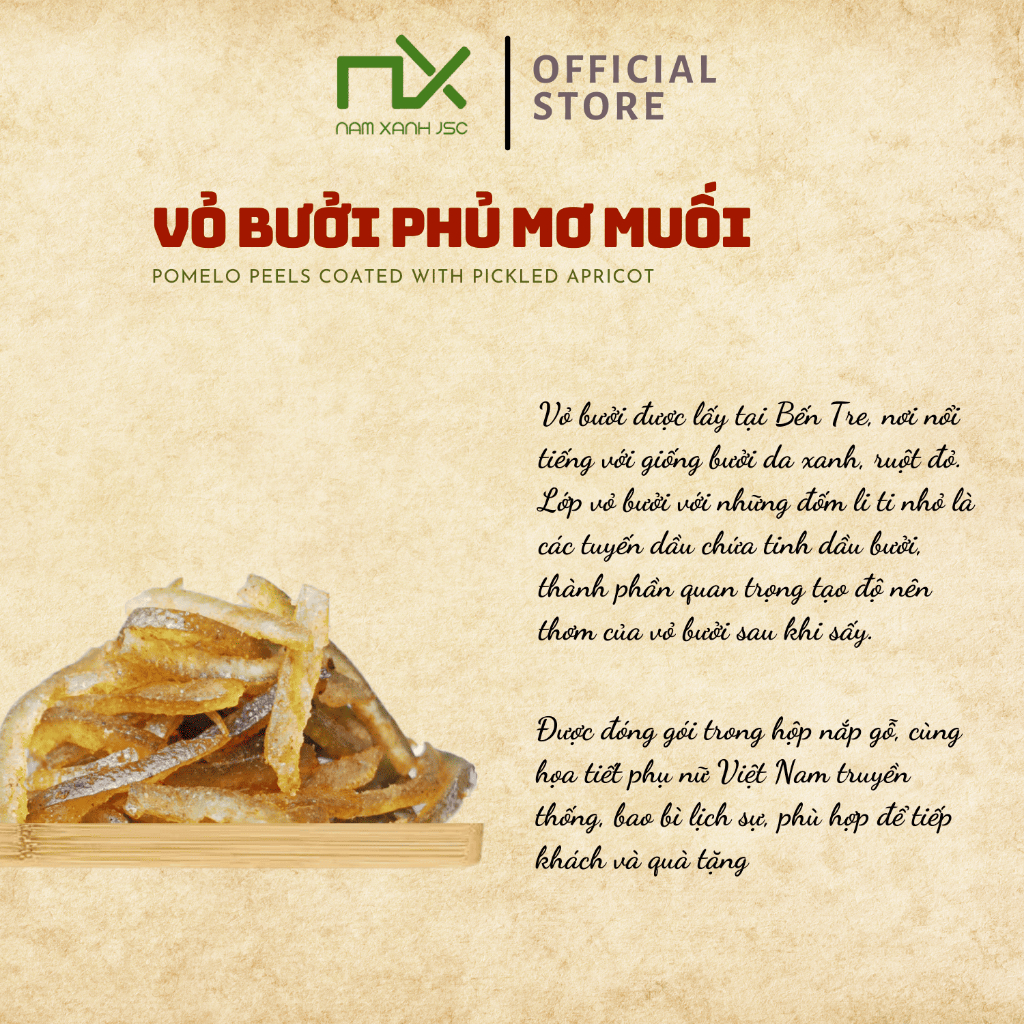 Ảnh Nam Xanh Mứt Vỏ Bưởi Sấy Phủ Mơ Muối Túi 40gr 2