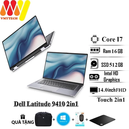 Dell Latitude 9410 Touch 2in1, Dell E9410 Core i7-10th, Ram 16GB, SSD 512GB, 14.0inch FHD Touch 2in1