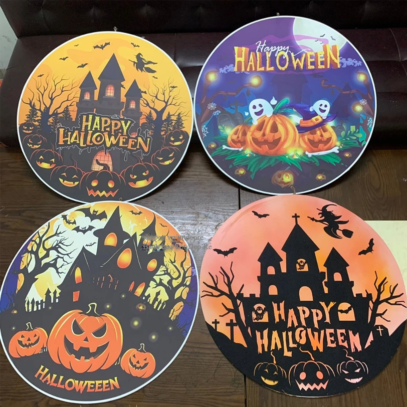 Khung tranh halloween hình tròn trang trí halloween - Decor hallowen đẹp