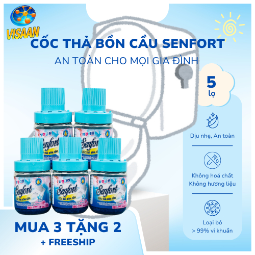Combo 5 cốc thả bồn cầu senfort dạng sáp, tan chậm, đánh bay vết bẩn bồn cầu