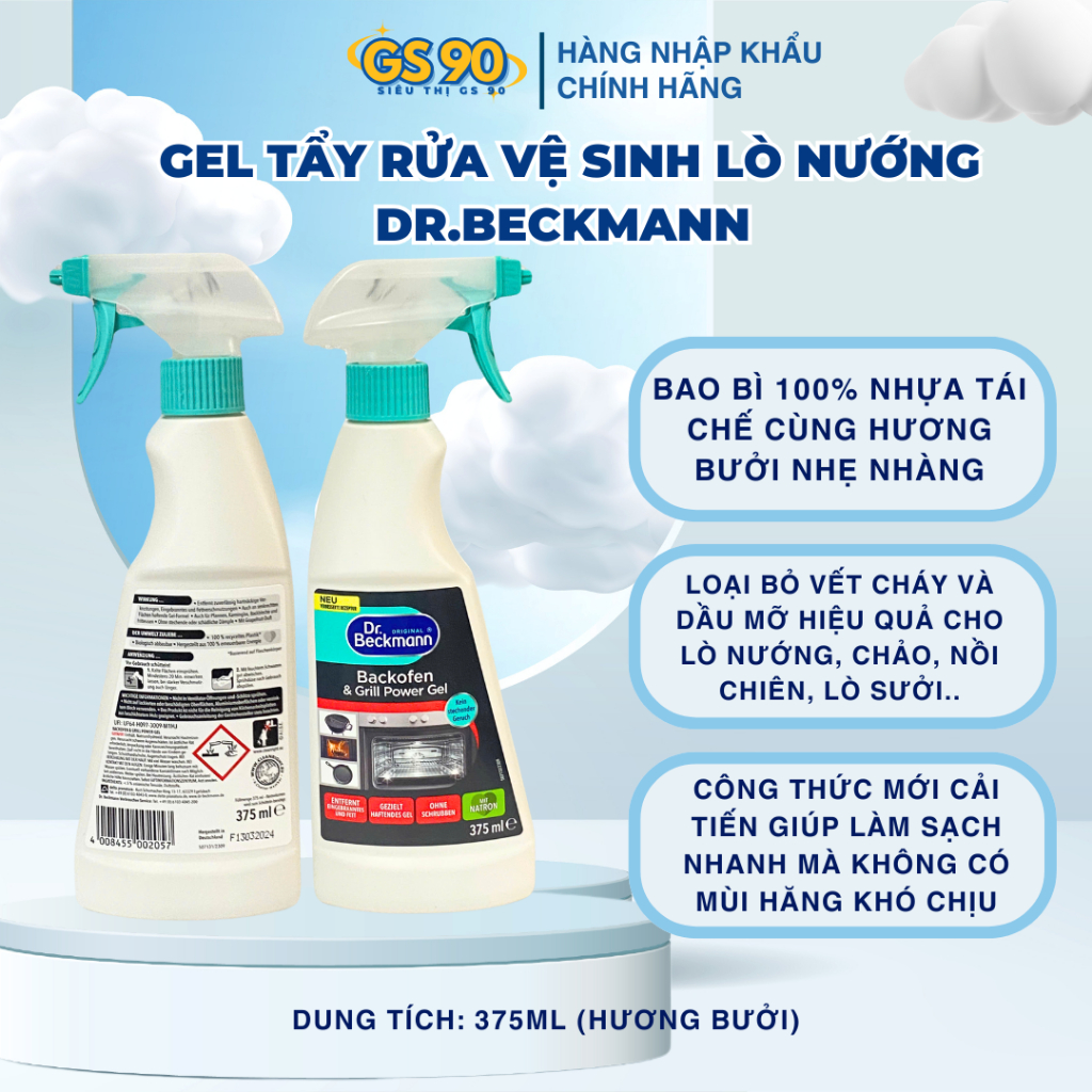 Xịt Vệ Sinh Lò Nướng Dr.Beckmann 375ml Vệ Sinh Nồi Chiên Không Dầu, Lò Vi Sóng Làm Sạch, Tẩy Dầu Mỡ, Sạch Khuẩn