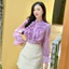 Áo sơ mi tơ cổ trụ bèo tầng style hàn quốc A2421 Kymie